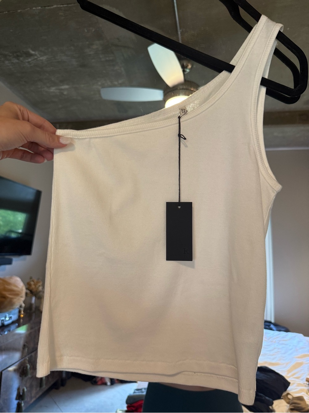 R13 One Shoulder Cotton Tank